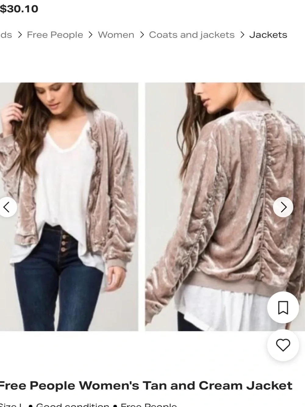 Free People ruched velvet bomber jacket